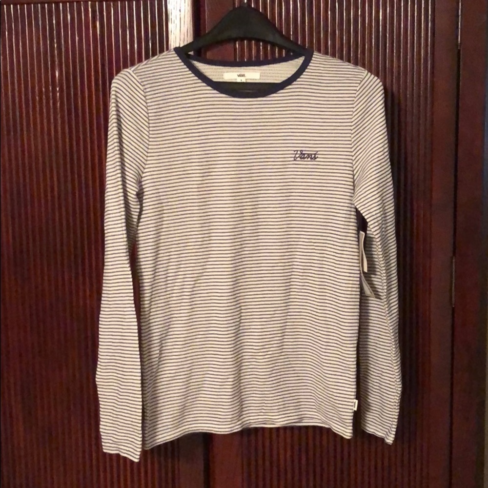 VANS Navy and white striped long sleeve tee
